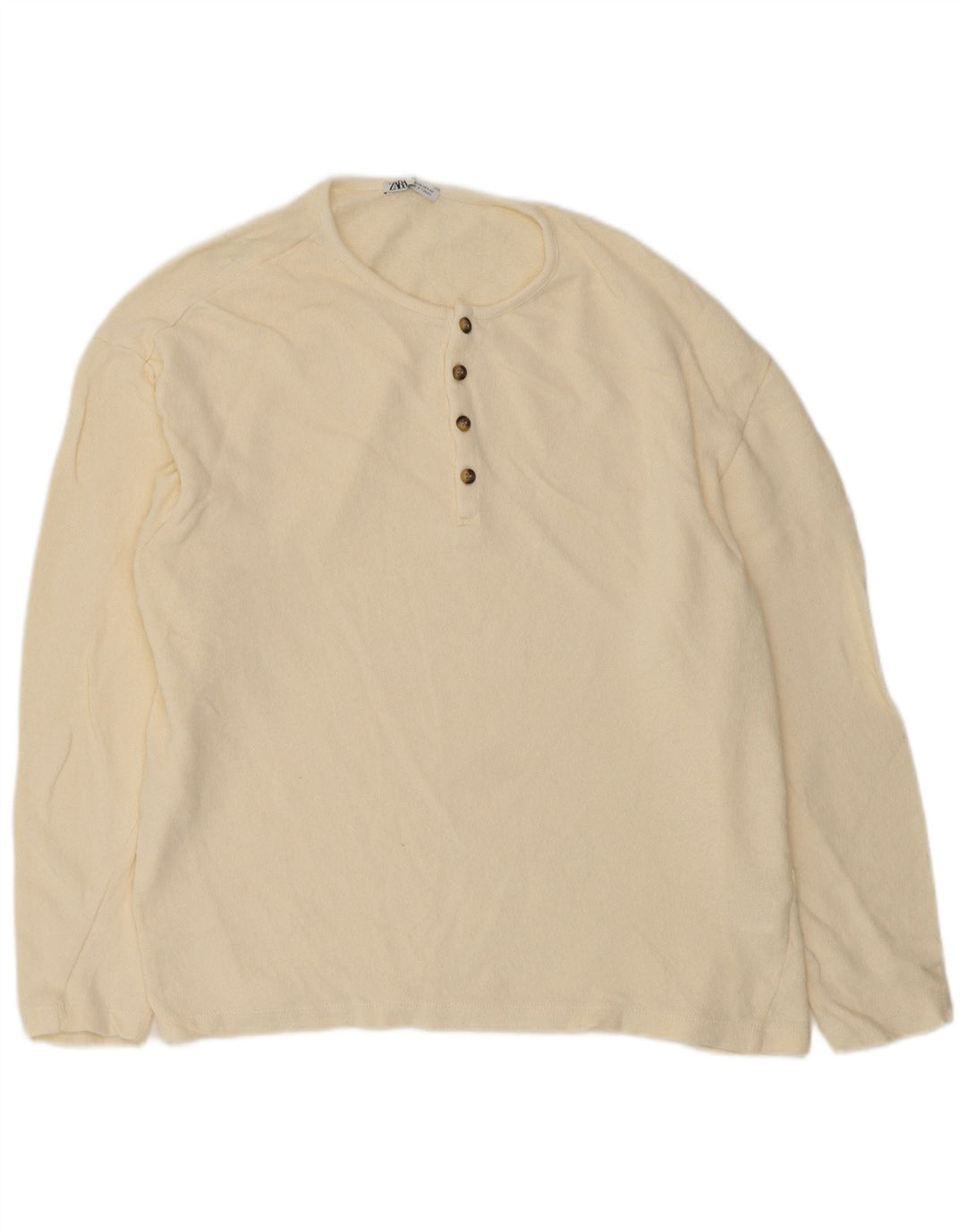 Top in camicetta da donna Zara UK 18 XL in cotone bianco sporco