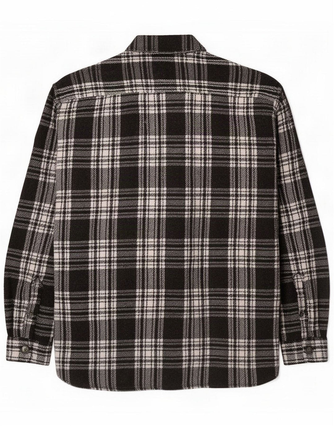 Camicia da uomo vintage in flanella Camicia in poliestere scozzese medio nero