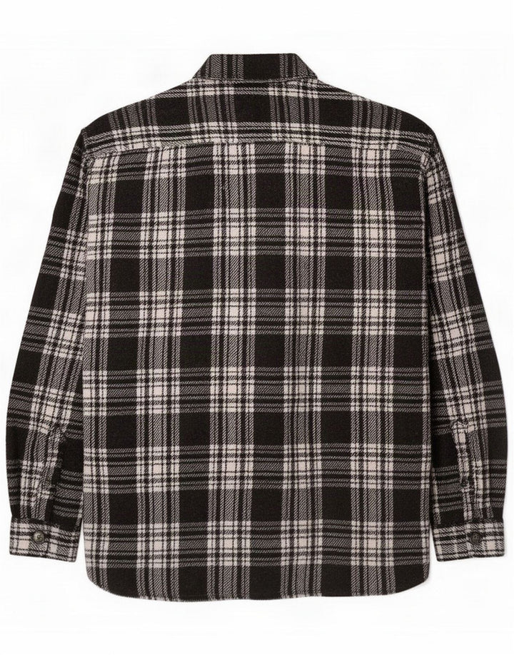 Camicia da uomo vintage in flanella Camicia in poliestere scozzese medio nero