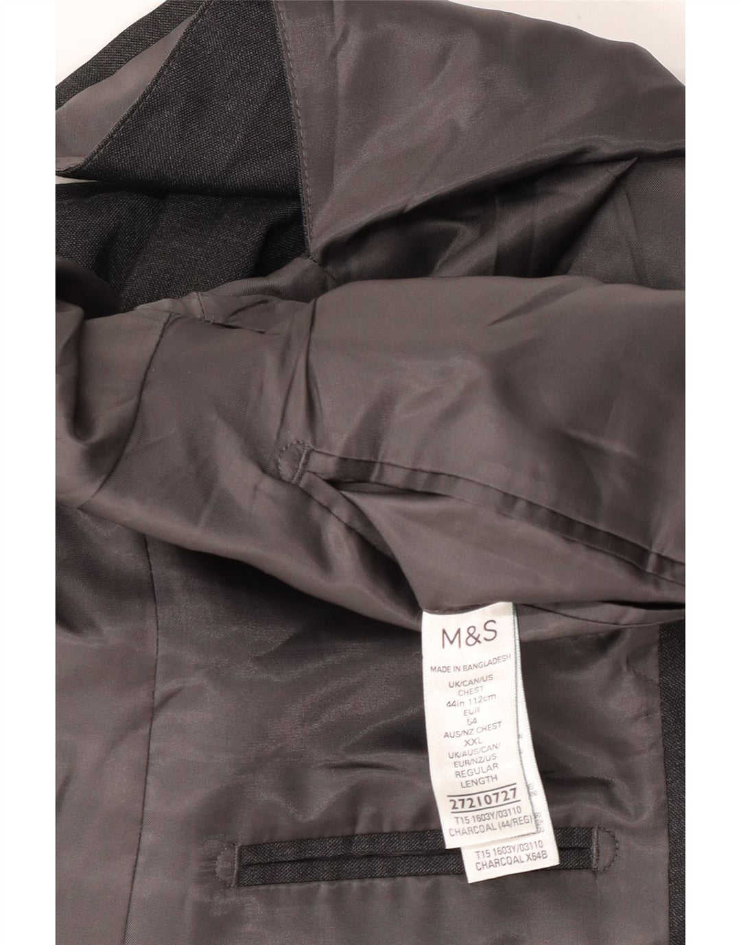 MARKS & SPENCER Giacca blazer da uomo a 2 bottoni UK 44 XL Poliestere grigio