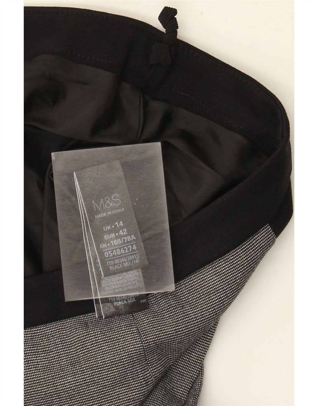 Gonna a tubino da donna Marks & Spencer UK 14 Large W34 Poliestere nero a quadri