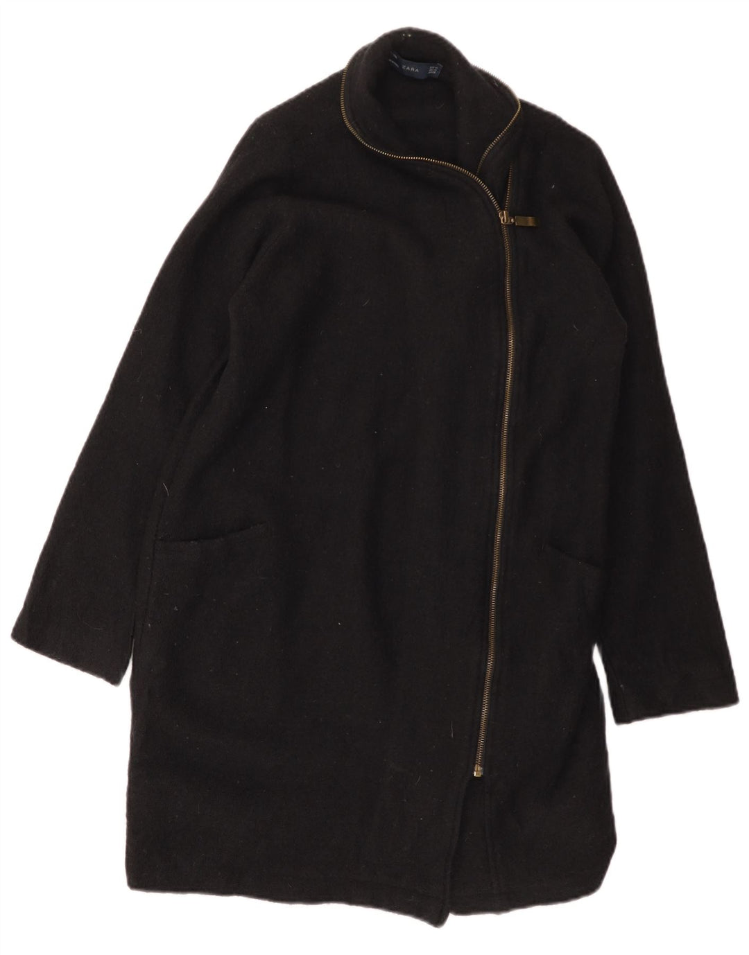 Cappotto ZARA da donna UK 14 medio in lana nera