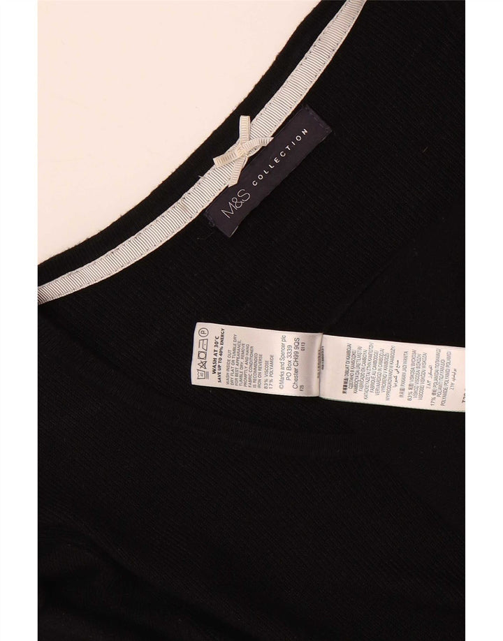 Top tunica manica 3/4 da donna Marks & Spencer UK 14 viscosa nera media