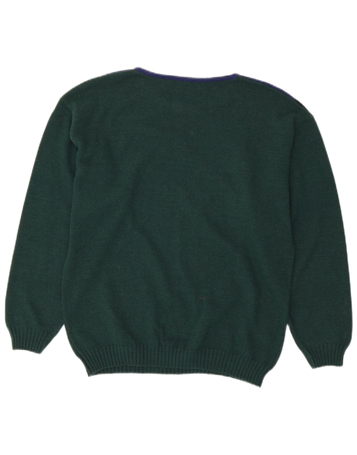 Maglione maglione girocollo da donna LES COPAINS UK 18 XL Blocco colore verde