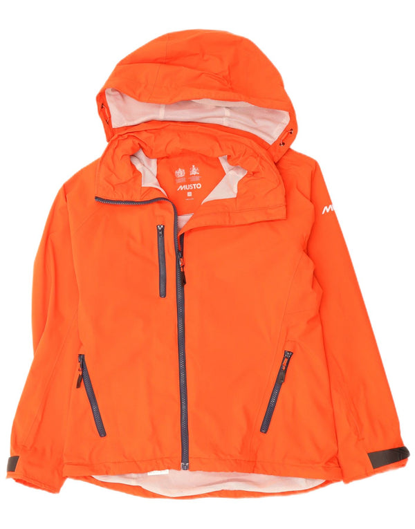 MUSTO Womens Oversized Hooded Rain Jacket UK 10 Small Orange Polyamide
