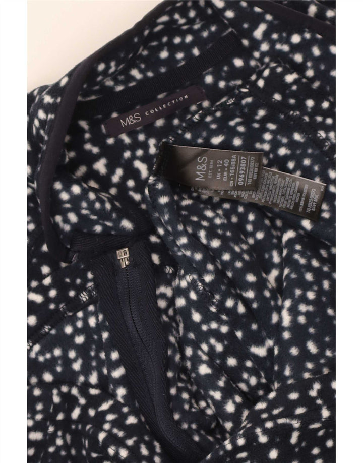 Giacca in pile da donna Marks & Spencer UK 12 medio blu navy maculato