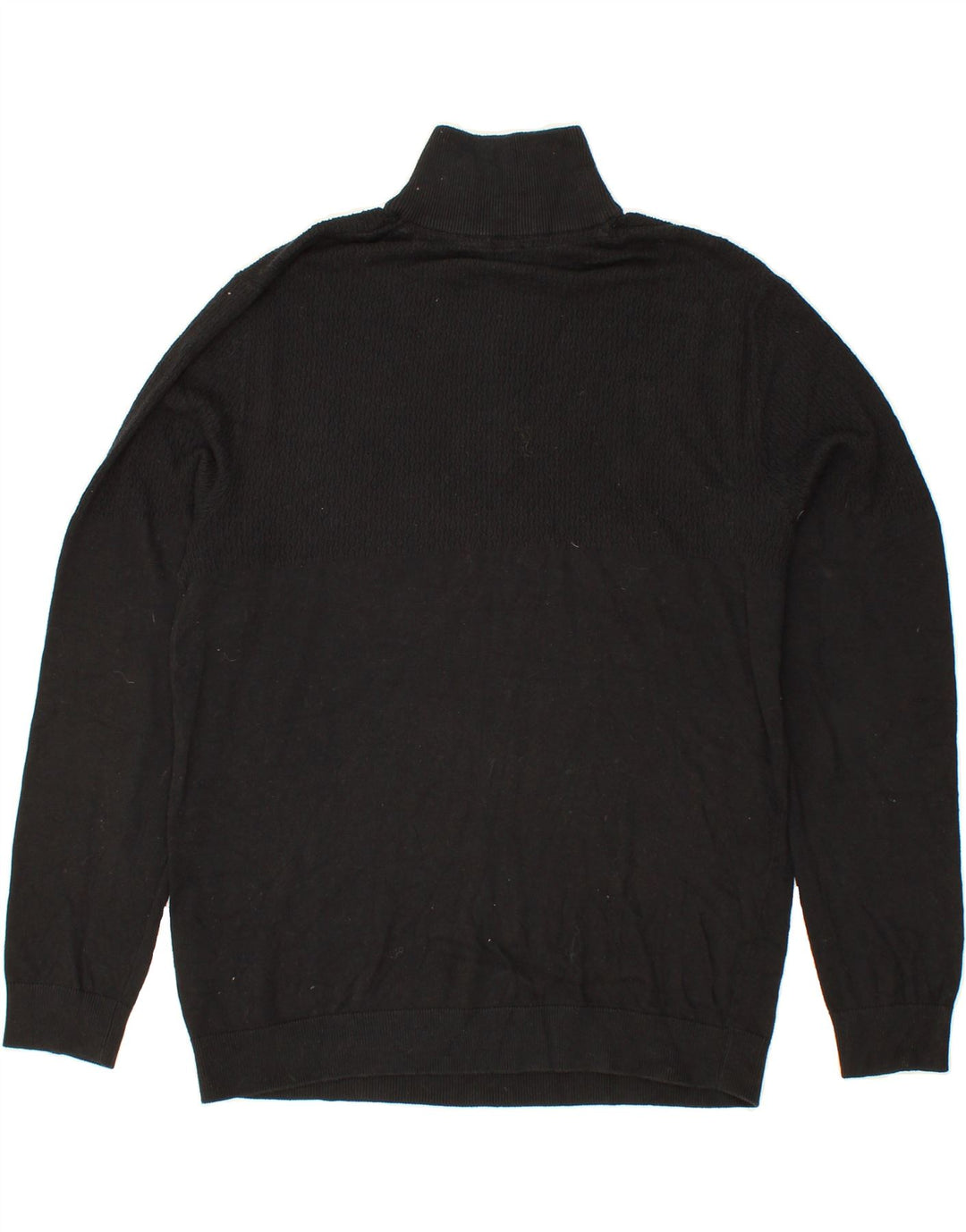 JACK & JONES Mens Premium Zip Neck Jumper Sweater Large Black Cotton Vintage Jack & Jones and Second-Hand Jack & Jones from Messina Hembry 