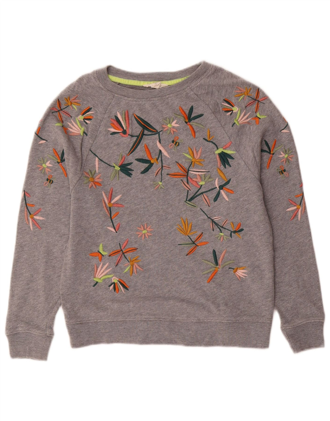 WHITE STUFF Felpa da donna Maglione UK 6 XS Cotone floreale grigio