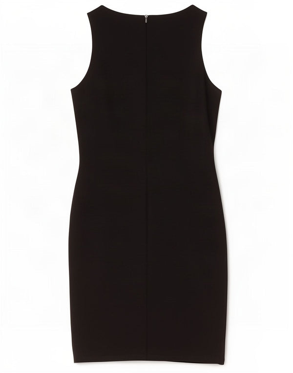 Marks & Spencer Womens Sleeveless Sheath Dress UK 10 Small Black Geometric
