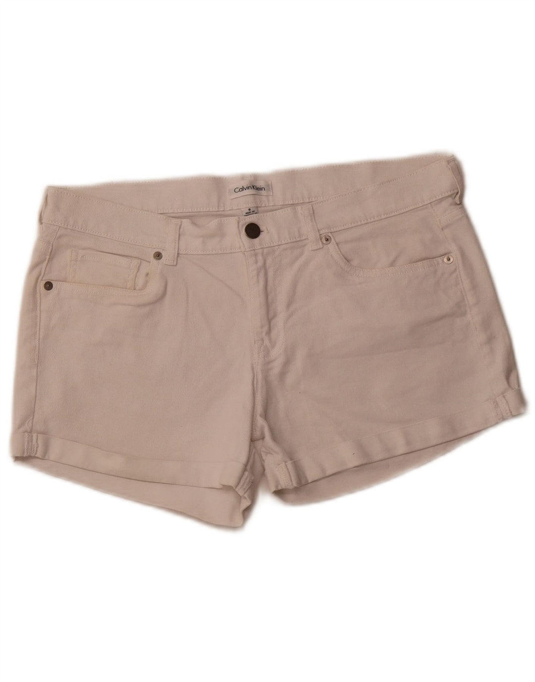 CALVIN KLEIN Pantaloncini di jeans da donna US 8 Medium W32 Cotone bianco