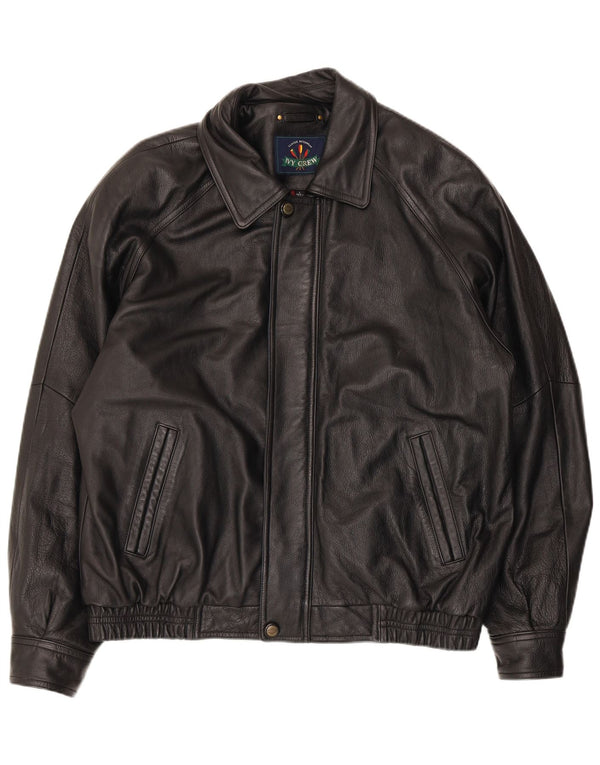 Giacca in pelle da uomo Ivy Crew UK 40 grande nera