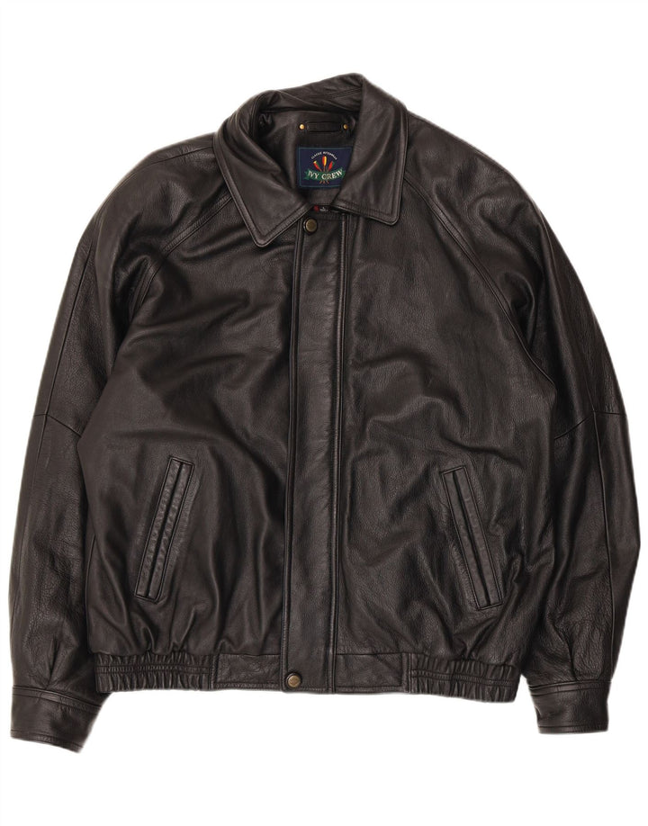 Giacca in pelle da uomo Ivy Crew UK 40 grande nera