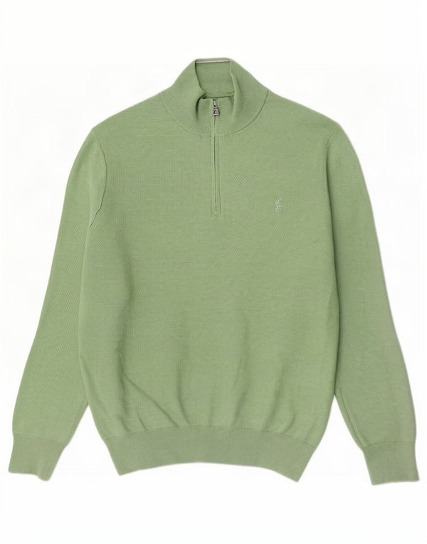 Polo Ralph Lauren Maglione da uomo con zip e collo grande in cotone verde