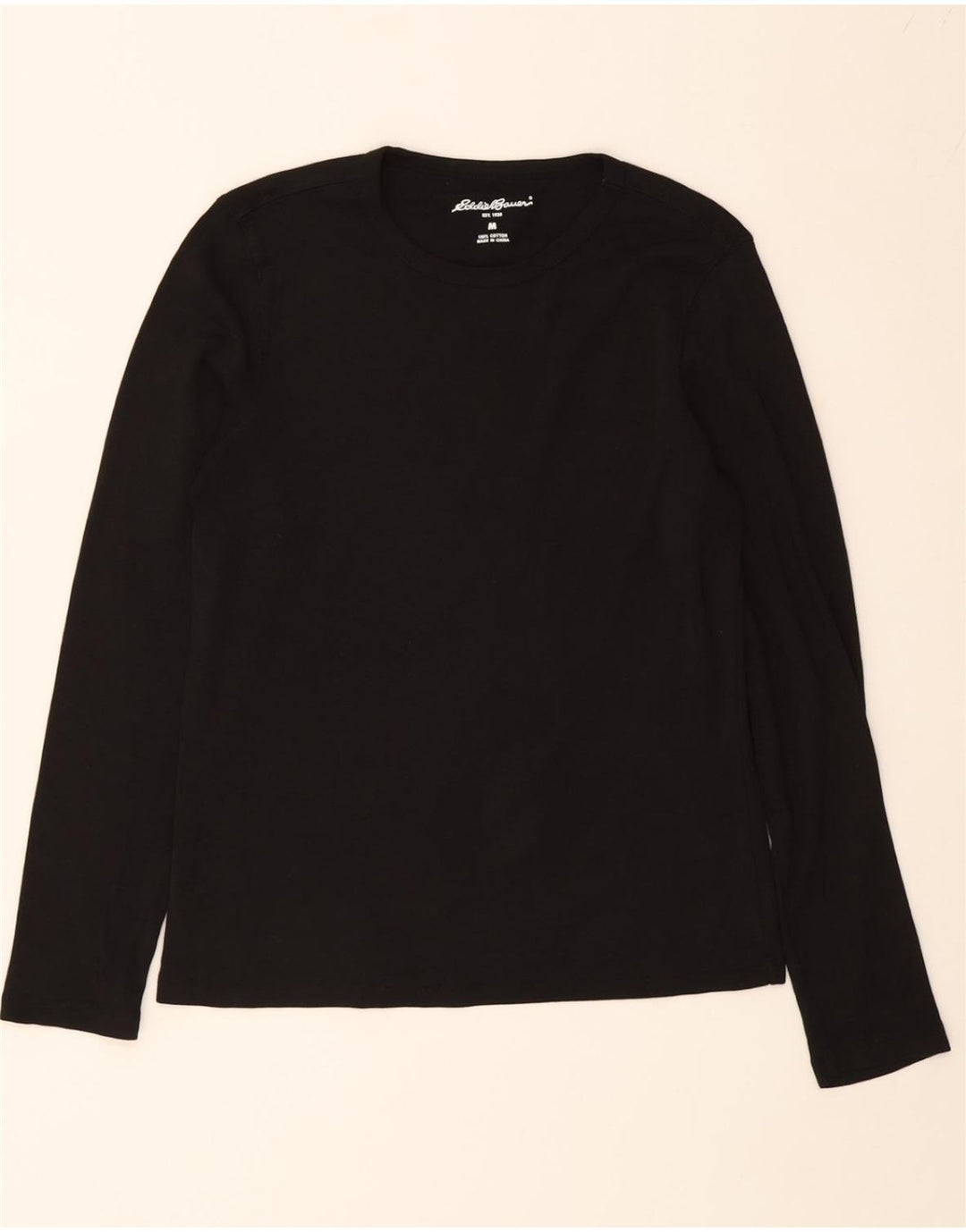 EDDIE BAUER Womens Top Long Sleeve UK 14 Medium Black Cotton Vintage Eddie Bauer and Second-Hand Eddie Bauer from Messina Hembry 