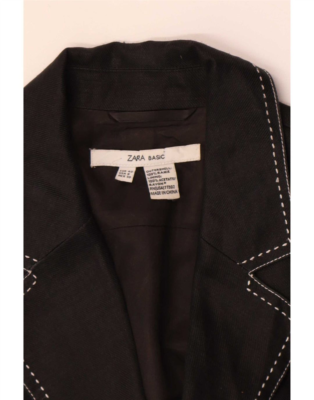 Giacca blazer a 2 bottoni da donna Zara EU 40 Medium Black Ramie