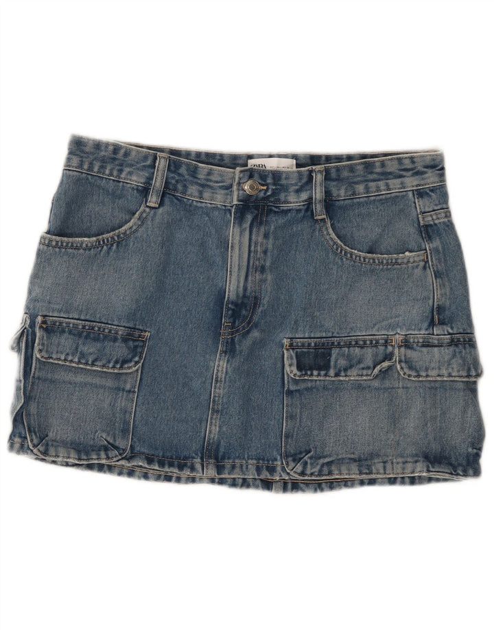Gonna cargo in denim da donna Zara grande W32 in cotone blu