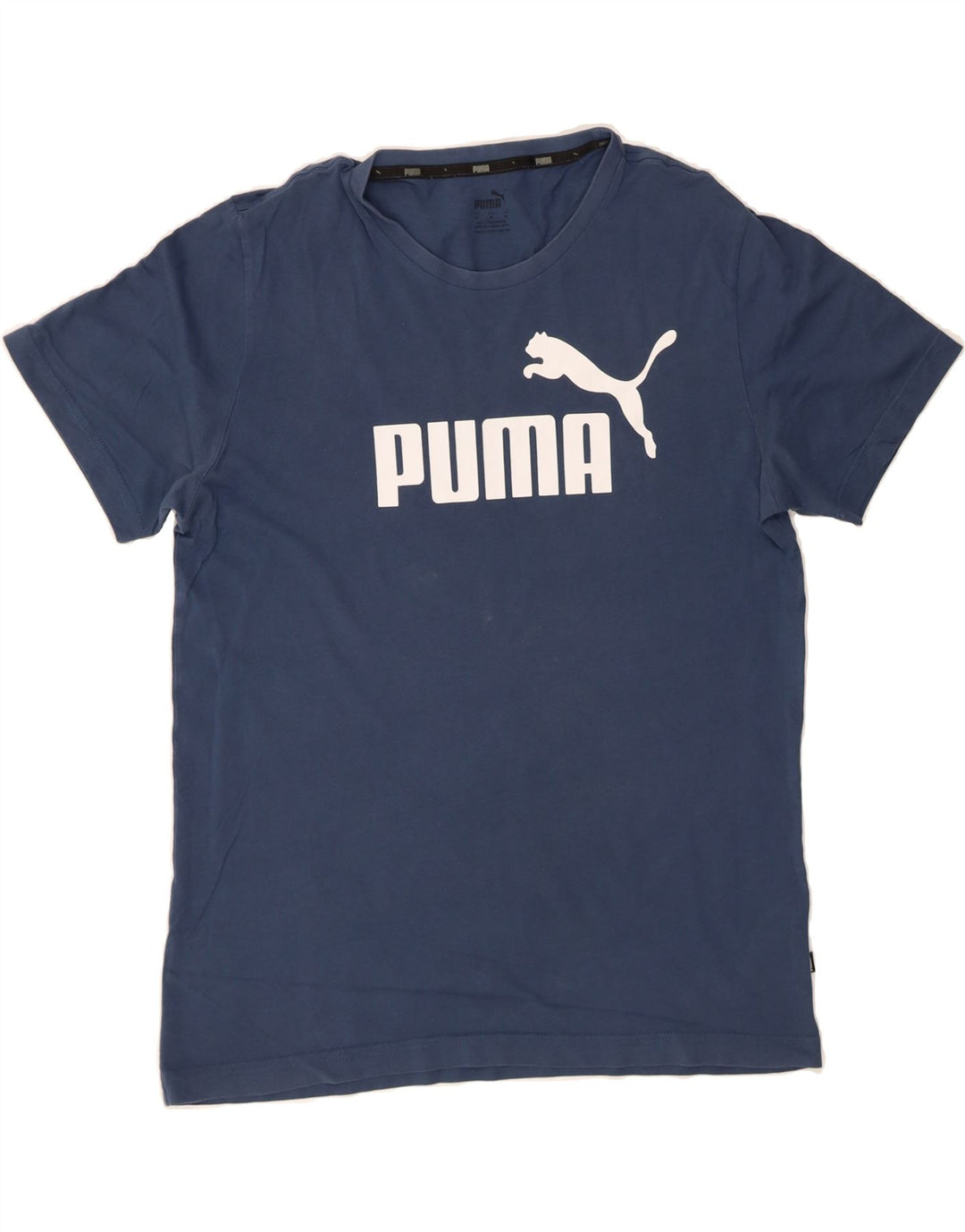PUMA Mens Graphic T-Shirt Top Medium Navy Blue Cotton Vintage Puma and Second-Hand Puma from Messina Hembry 