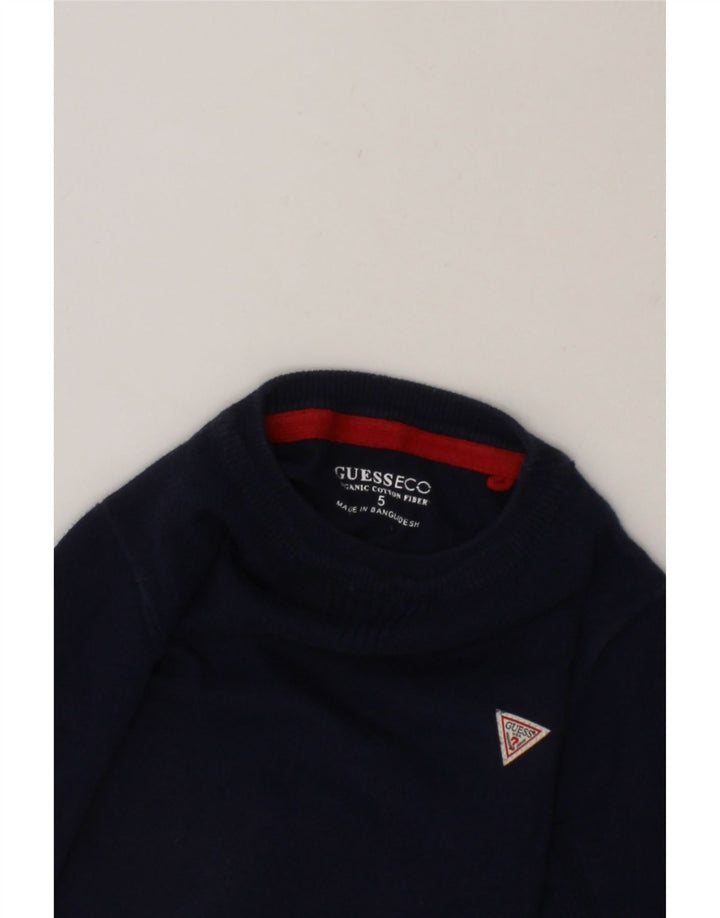 GUESS Boys Crew Neck Jumper Sweater 4-5 Years Navy Blue Cotton Vintage Guess and Second-Hand Guess from Messina Hembry 