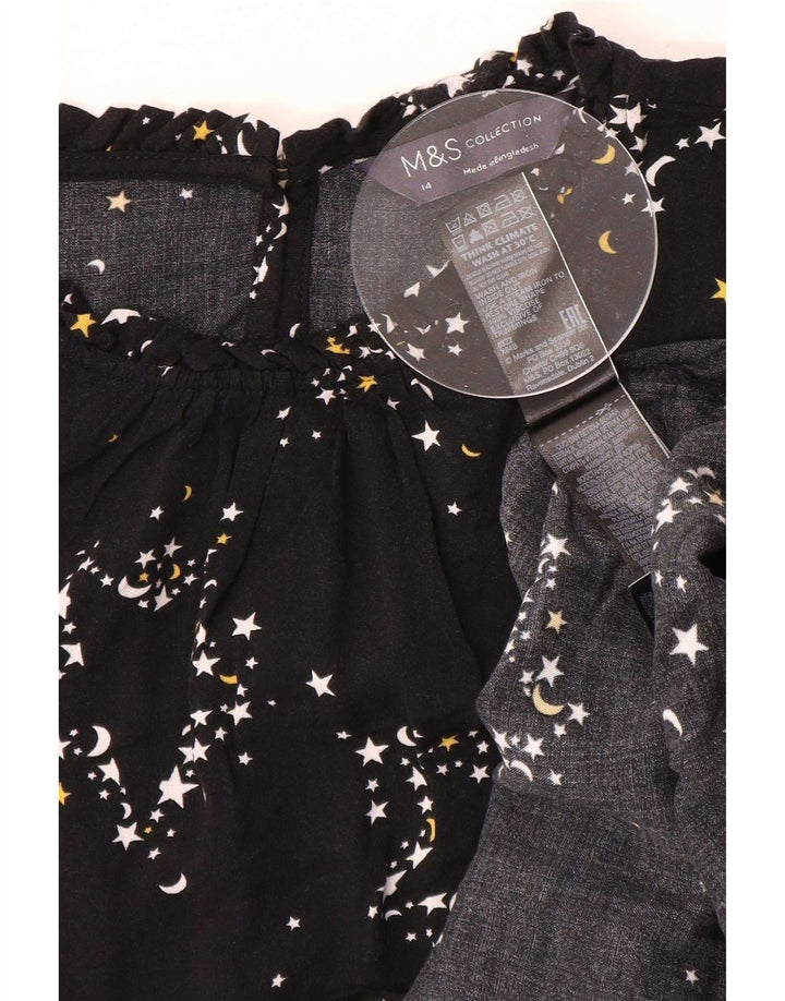 Camicetta da donna con motivo astratto Marks & Spencer Top UK 14 grande nera