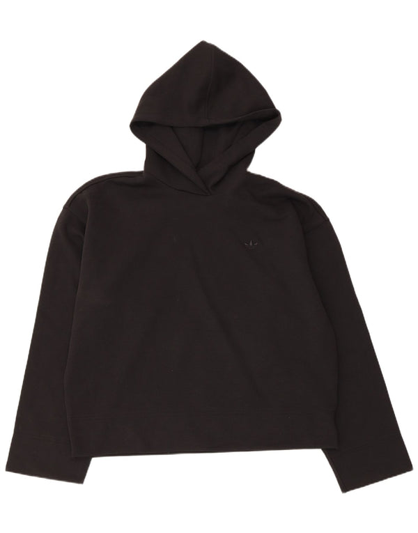 Maglione con cappuccio vestibilità ampia da donna Adidas UK 12/14 cotone nero medio