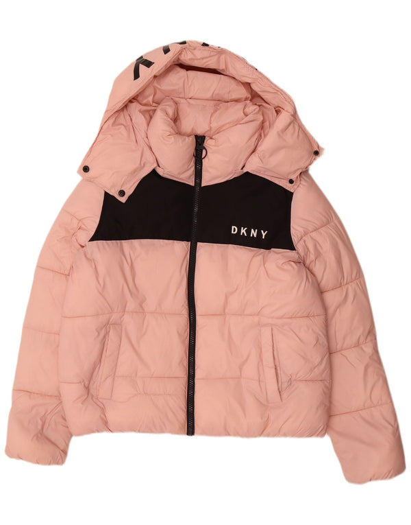 Giacca imbottita con grafica oversize da donna Dkny UK 16 Large Pink Colourblock