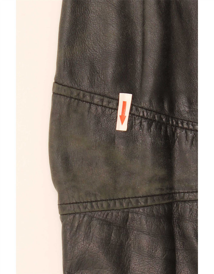Giacca in pelle corta da donna Mango UK 14 grande pelle nera