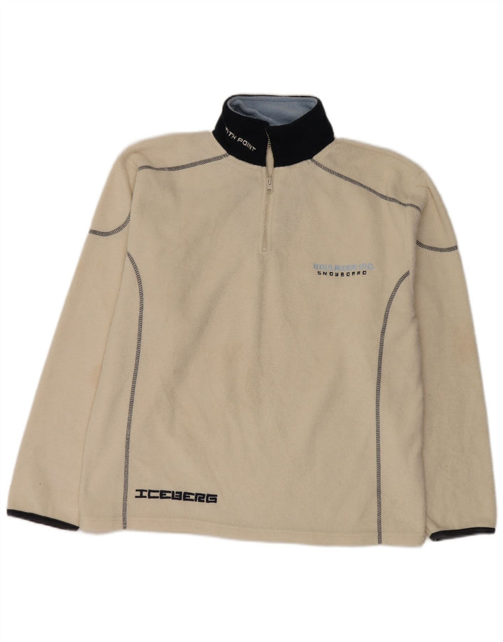 Maglione in pile da uomo con zip e collo Iceberg XL in poliestere color block bianco