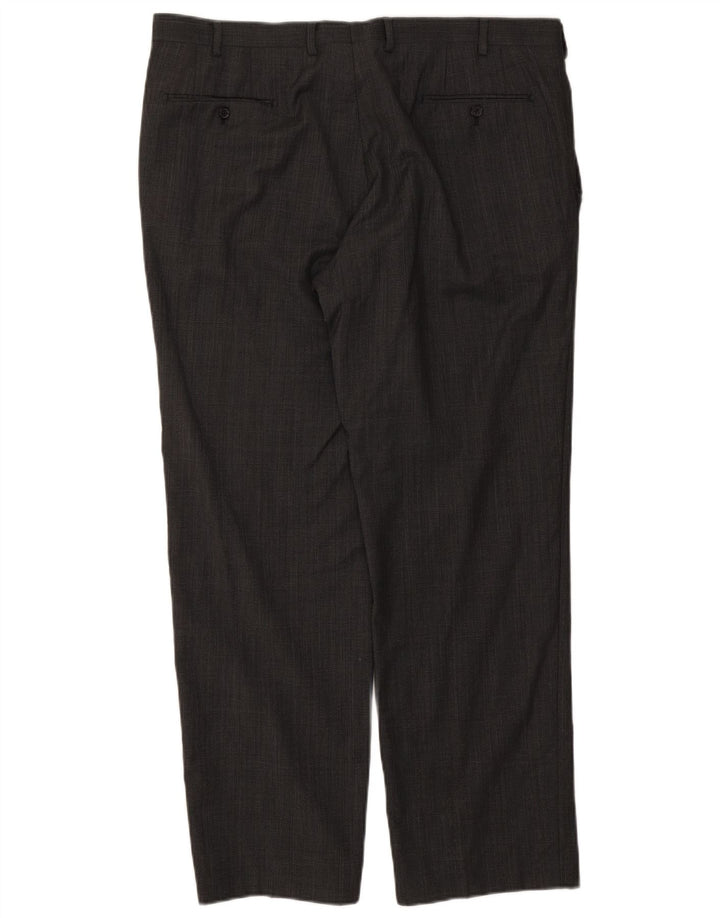 Pantaloni da abito dritti autografi da uomo Marks & Spencer W40 L31 a quadri grigi