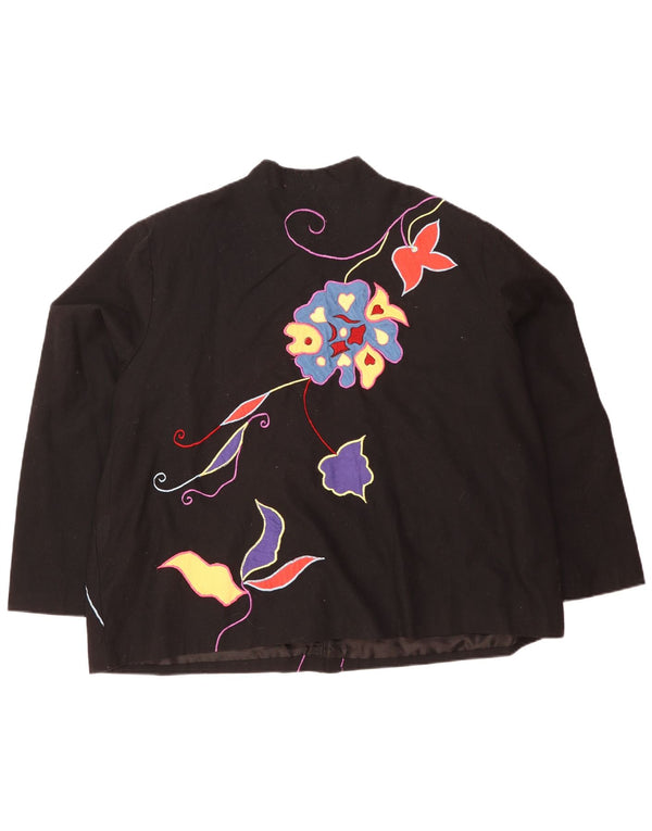 Giacca blazer oversize a 5 bottoni da donna Indigo Moon UK 20 2XL Nero floreale