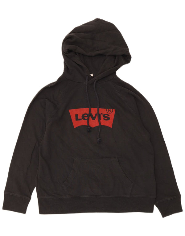 Maglione con cappuccio grafico da donna Levi's UK 14 cotone nero medio