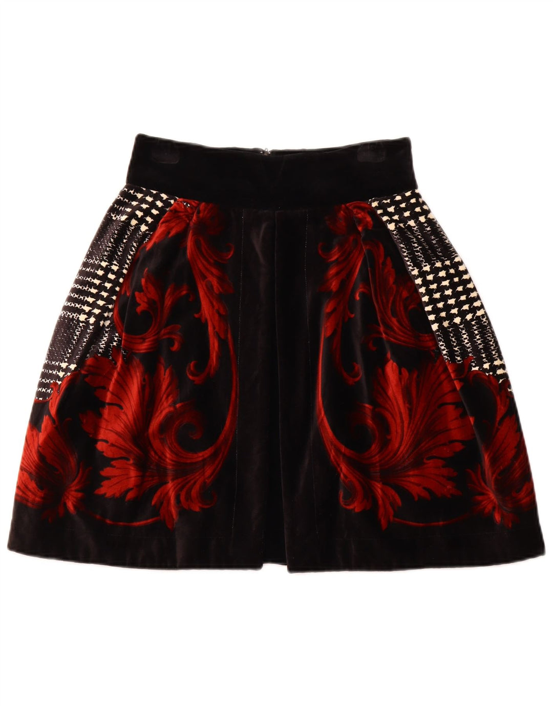 BYBLOS Gonna a trapezio da donna in velluto IT 42 Media W28 Cotone floreale nero