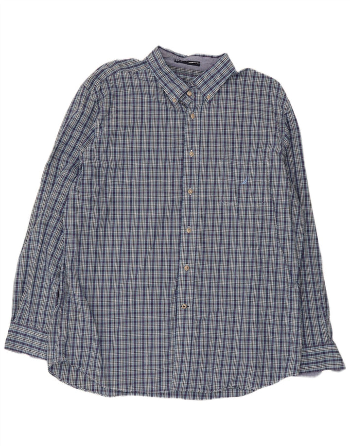 Camicia da uomo Nautica XL in cotone a quadri blu