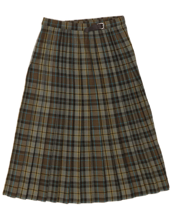 Gonna a portafoglio Kilted da donna Pringle W26 in lana vergine a quadri piccoli verdi