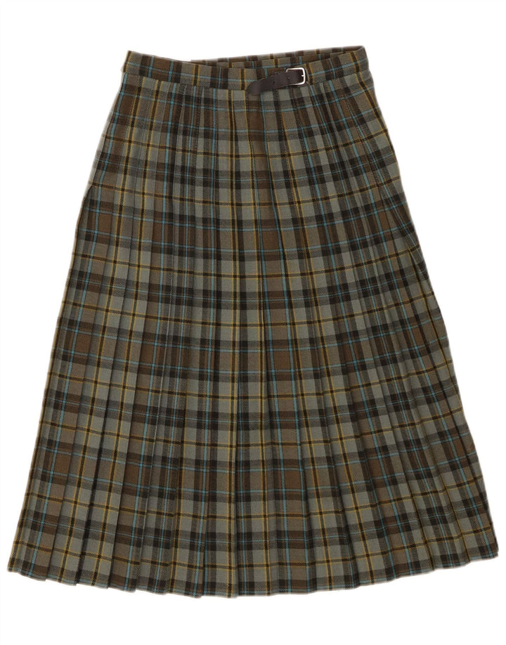 Gonna a portafoglio Kilted da donna Pringle W26 in lana vergine a quadri piccoli verdi