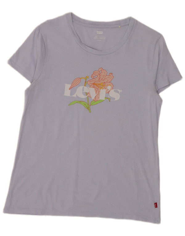 T-shirt grafica da donna Levi's Top UK 10 piccola in cotone viola