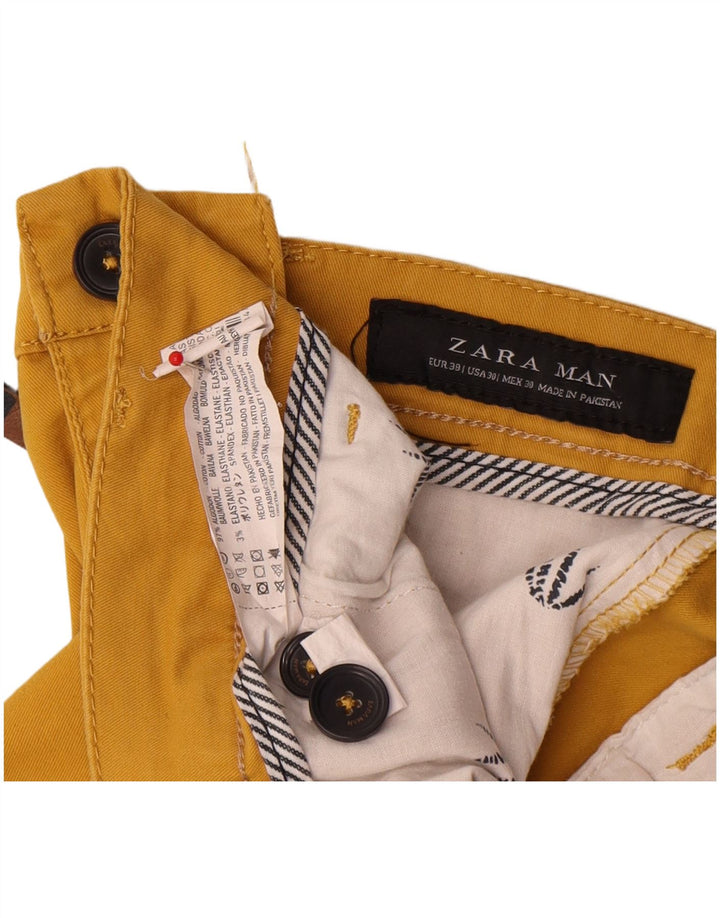 Pantaloncini chino da uomo Zara EU 38 piccoli W30 cotone giallo