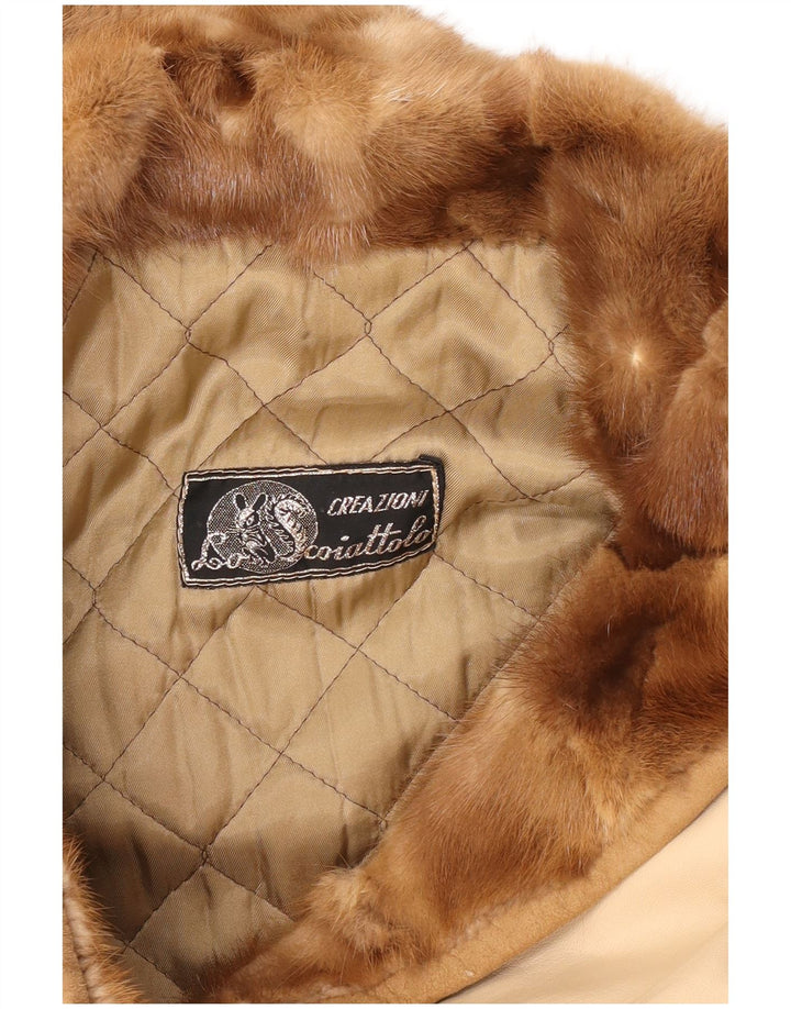 Cappotto doppiopetto vintage da donna UK 16 grande beige