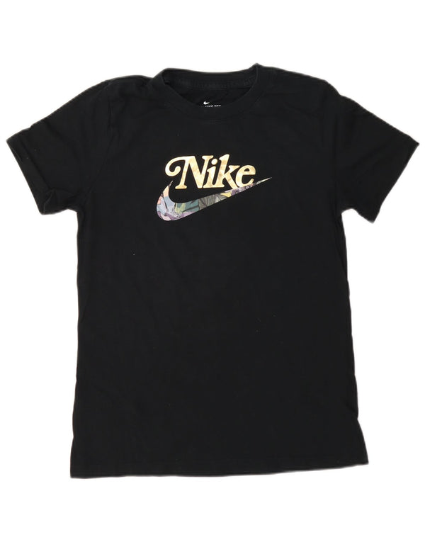 T-shirt grafica da donna Nike Top UK 10 piccola in cotone blu navy