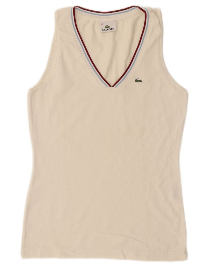 Canotta da donna Lacoste taglia 40 media cotone bianco sporco