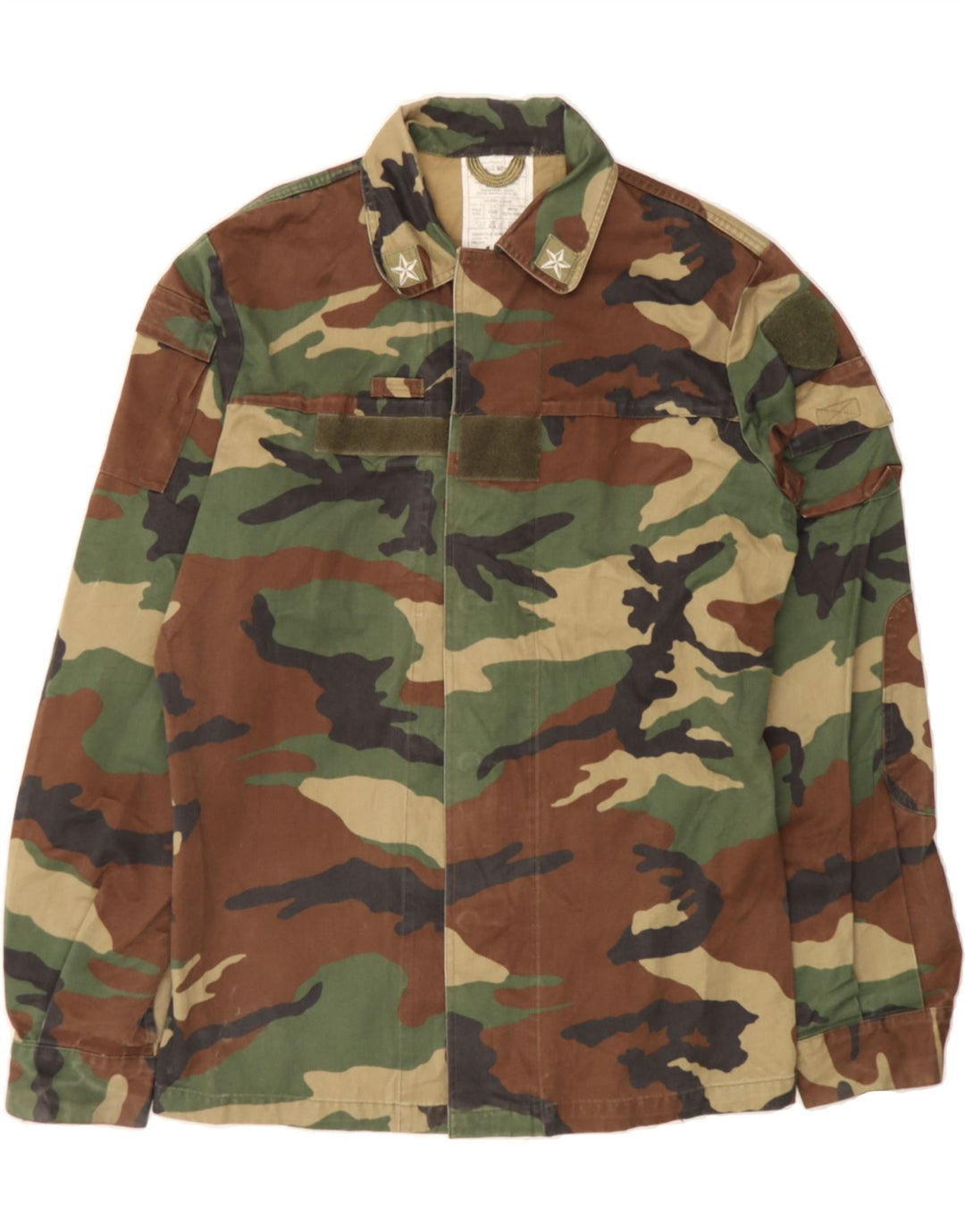 VINTAGE Mens Military Jacket IT 50 Large Green Camouflage Cotton Vintage Vintage and Second-Hand Vintage from Messina Hembry 