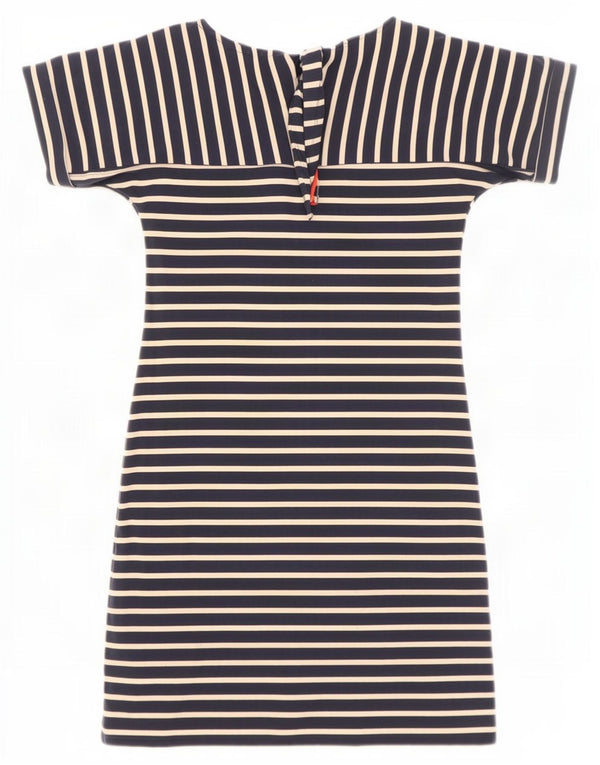 Abito t-shirt da donna Weird Fish UK 8 piccolo cotone a righe blu navy