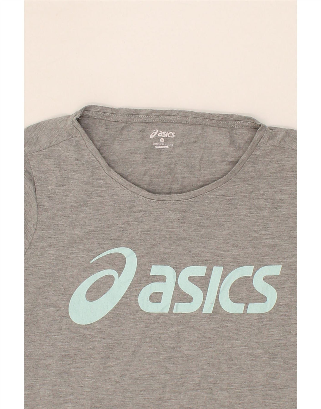 ASICS Womens Graphic T-Shirt Top UK 12 Medium Grey Cotton Vintage Asics and Second-Hand Asics from Messina Hembry 