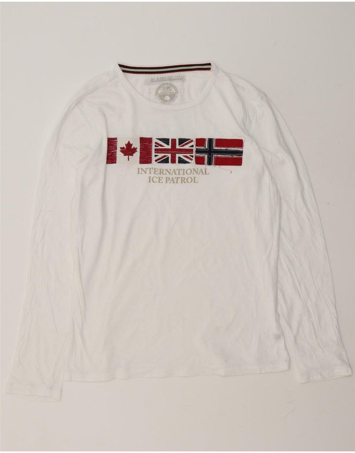 Napapijri Top grafico da uomo a maniche lunghe grande bianco