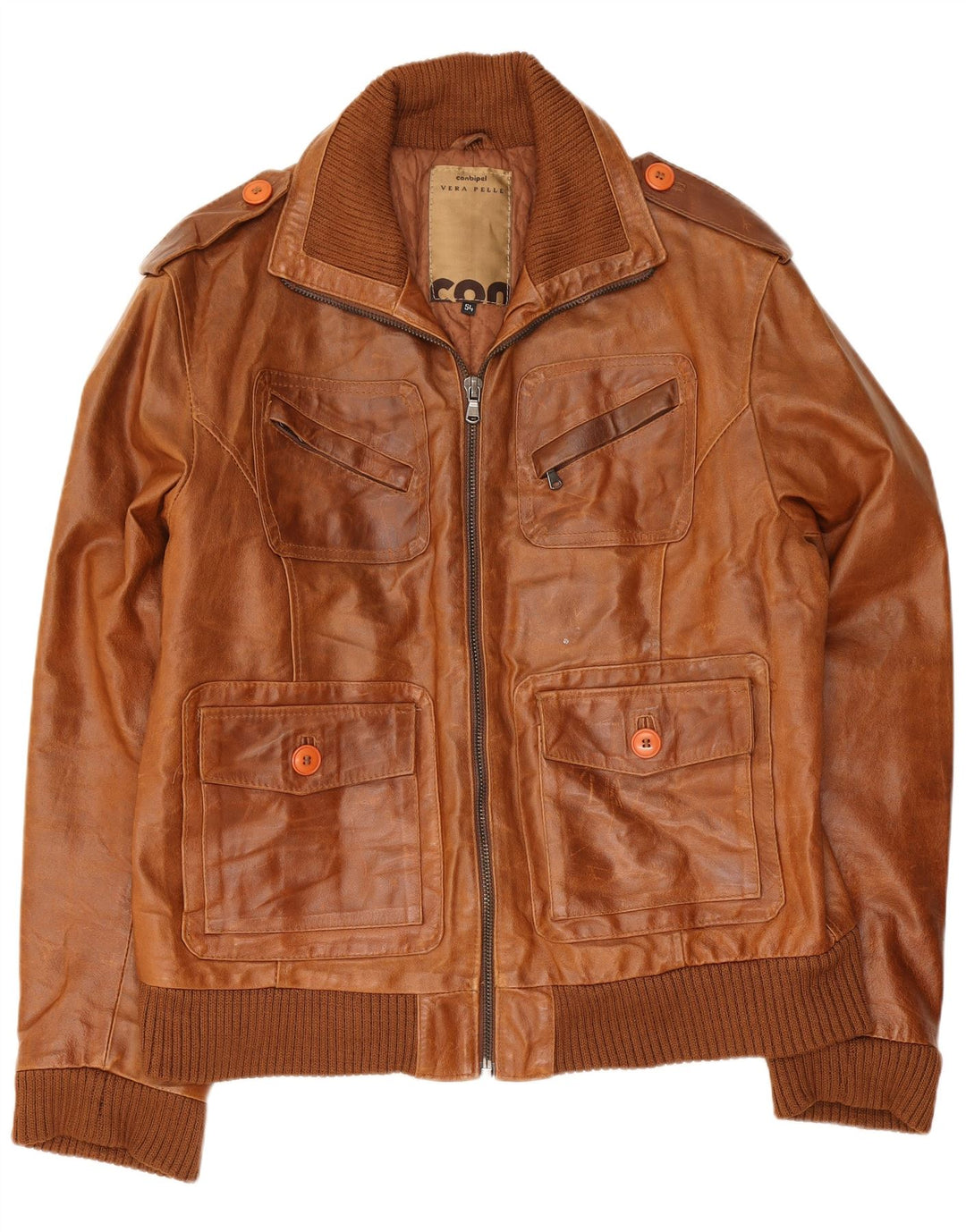 Giubbotto Pelle Militare Uomo Conbipel IT 54 XL Marrone