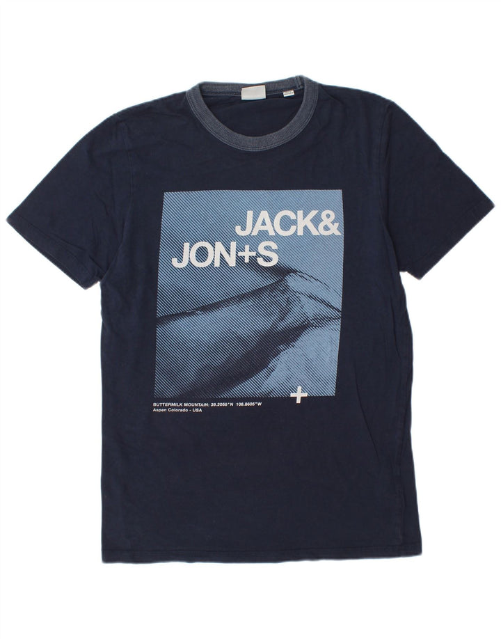 JACK & JONES T-shirt grafica da uomo in cotone medio blu navy