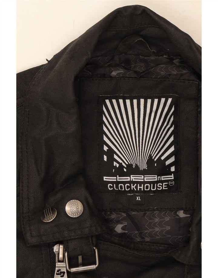 CLOCK HOUSE Giacca da motociclista da uomo UK 42 XL Cotone nero