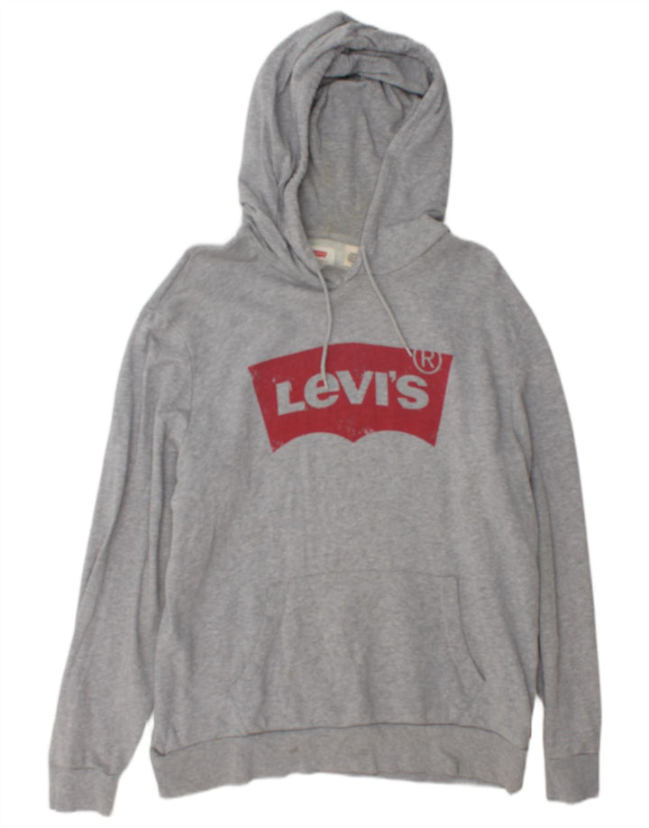 Maglione con cappuccio grafico da uomo Levi's Large in cotone grigio