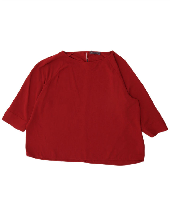 Top camicetta manica 3/4 da donna Marks & Spencer UK 22 2XL poliestere bordeaux