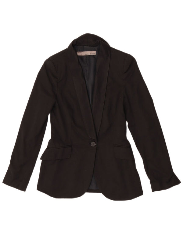 Giacca blazer a 1 bottone da donna Zara UK 10 piccola in poliestere nero