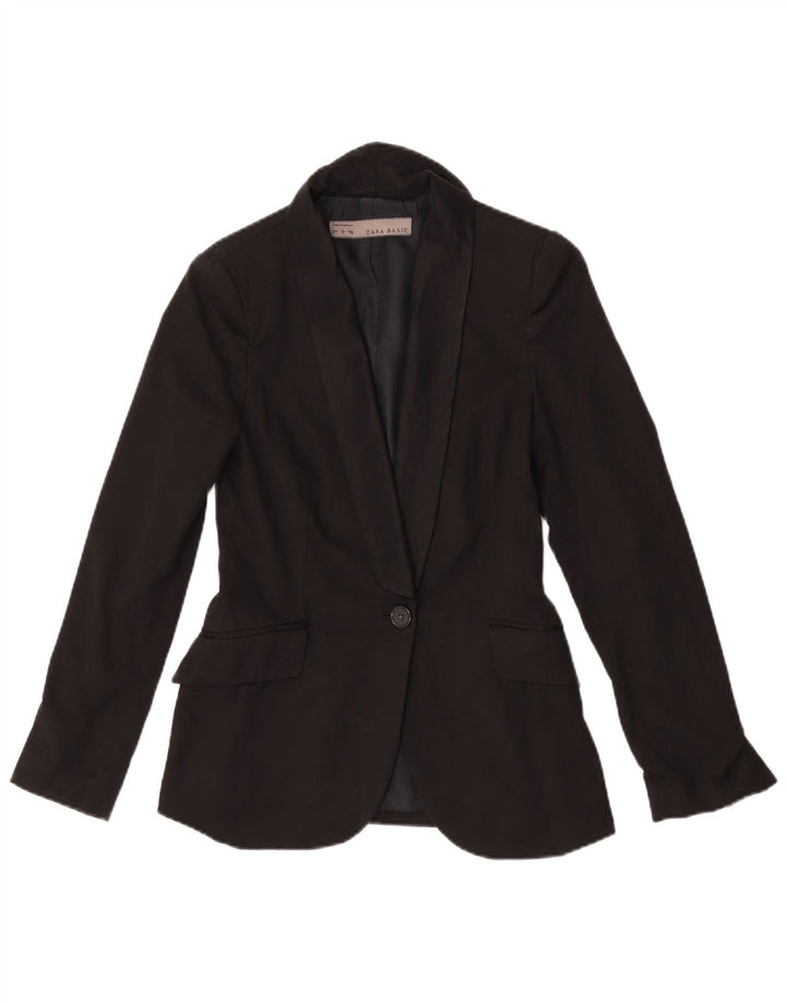 Giacca blazer a 1 bottone da donna Zara UK 10 piccola in poliestere nero